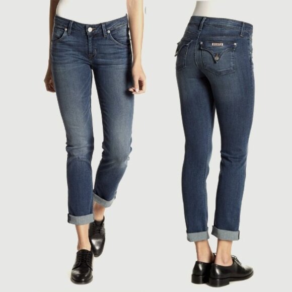 Hudson Bacara Straight Flood Cuff Cropped Flap Pockets Jeans Size 26 - Picture 1 of 11